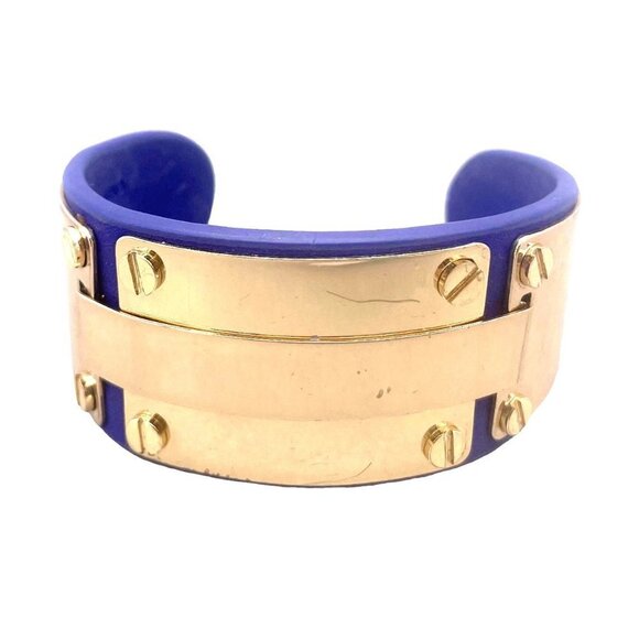 BCBG MAXAZRIA Cuff Bracelet Gold Tone Chunky Metal Accents - Picture 1 of 6